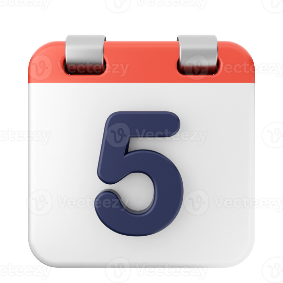 A calendar icon with the number five on it png