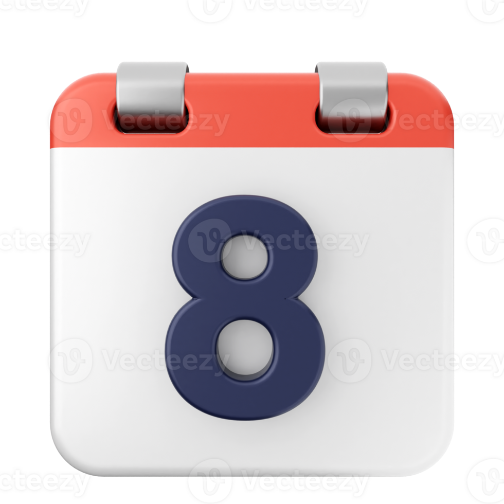 A calendar icon with the number eight on it png