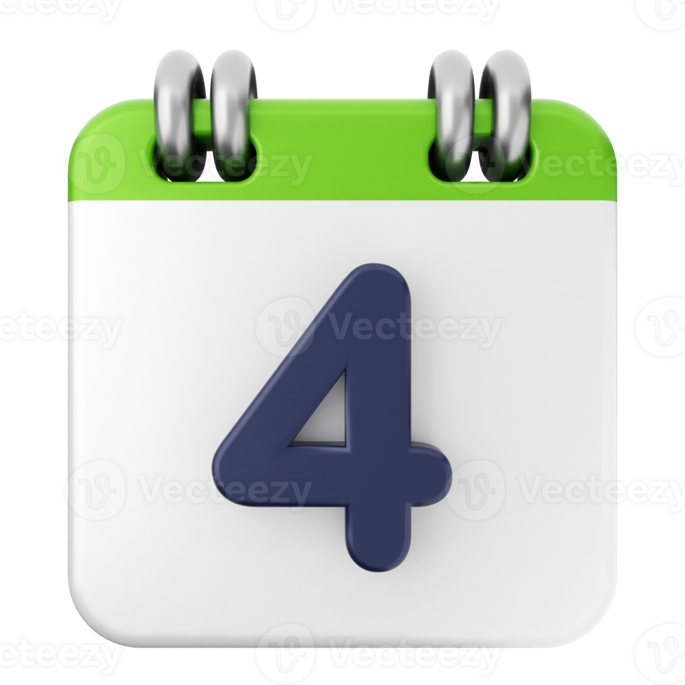 A calendar icon with the number four on it png