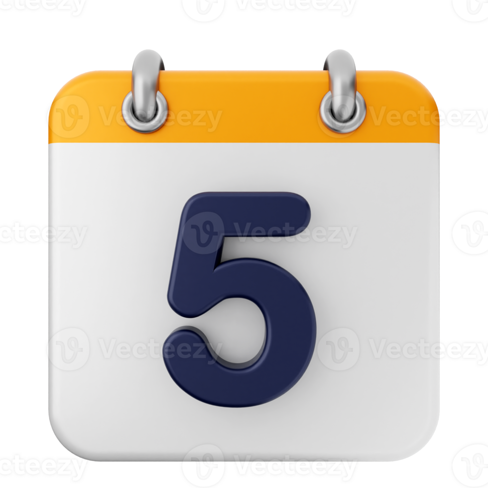 A calendar icon with the number five on it png