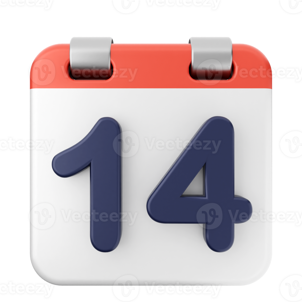 A calendar with the number 14 on it png
