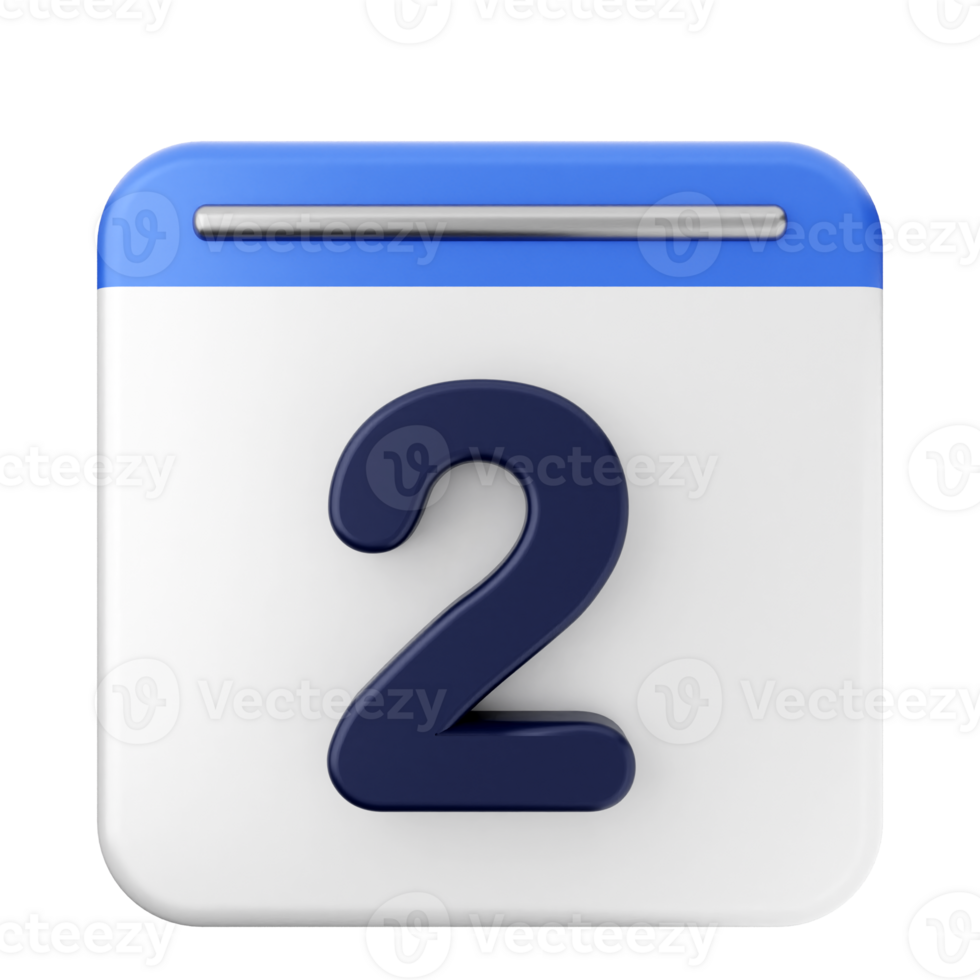 A calendar icon with the number two on it png