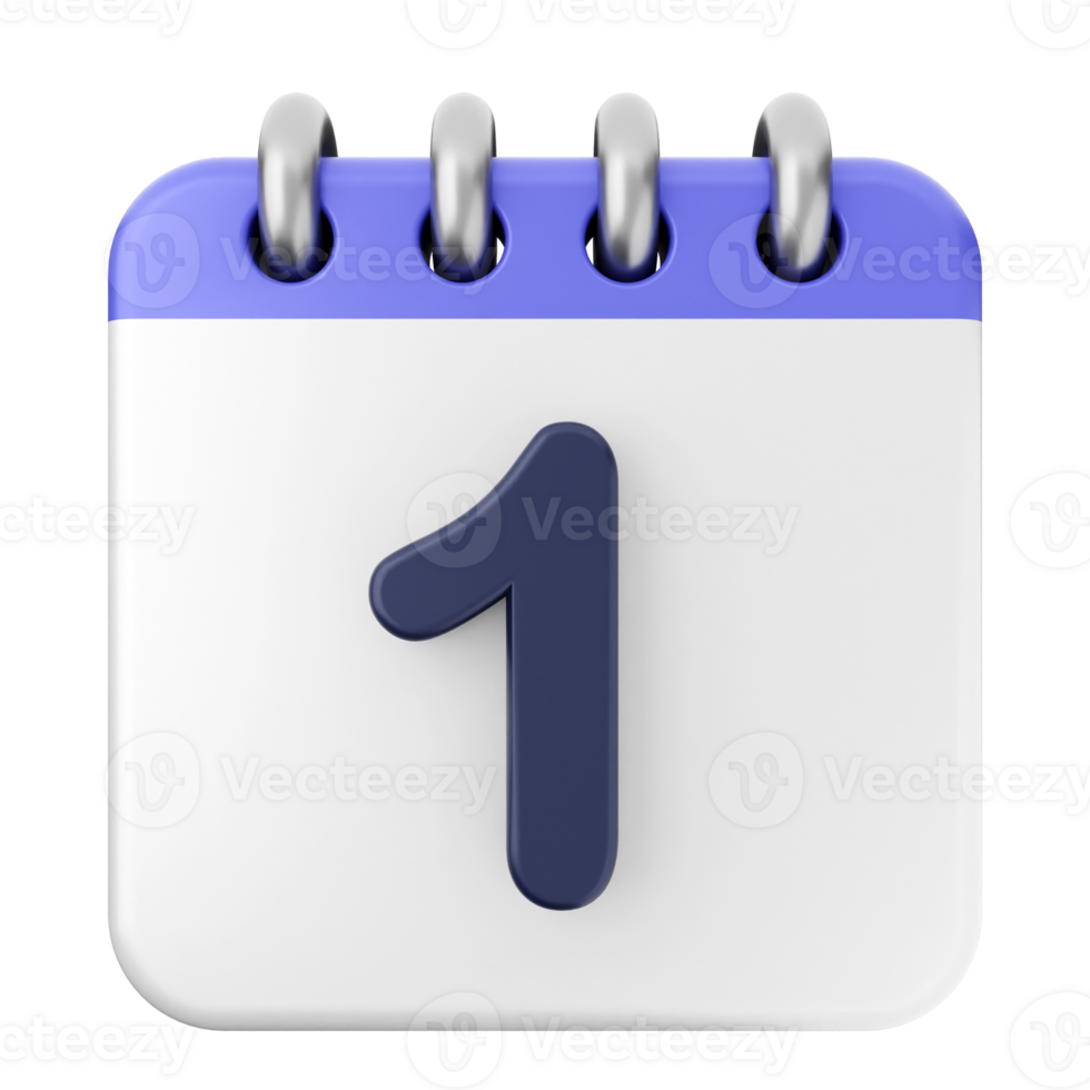 A calendar with the number one on it png