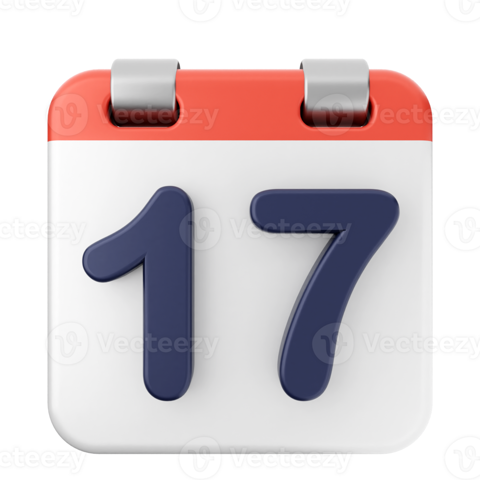 A calendar with the number 17 on it png