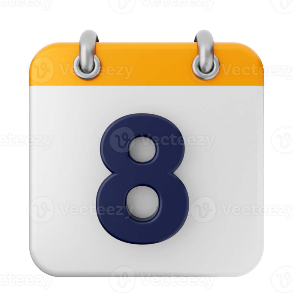 A calendar icon with the number eight on it png