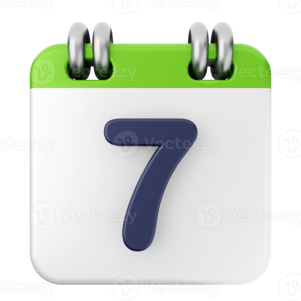 A calendar icon with the number seven on it png