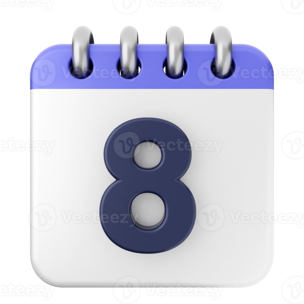 A calendar icon with the number eight on it png