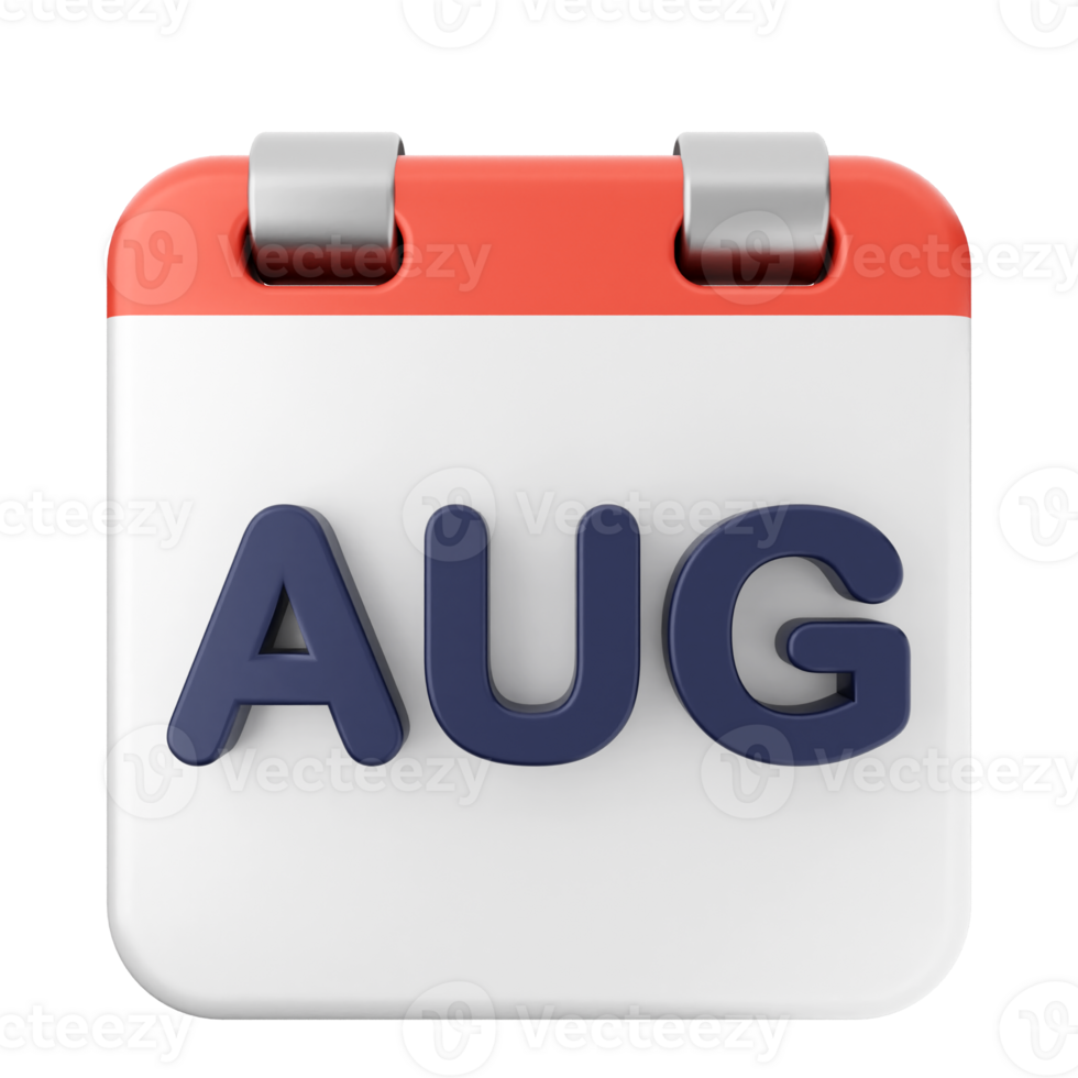 August calendar icon with a blue and red border png