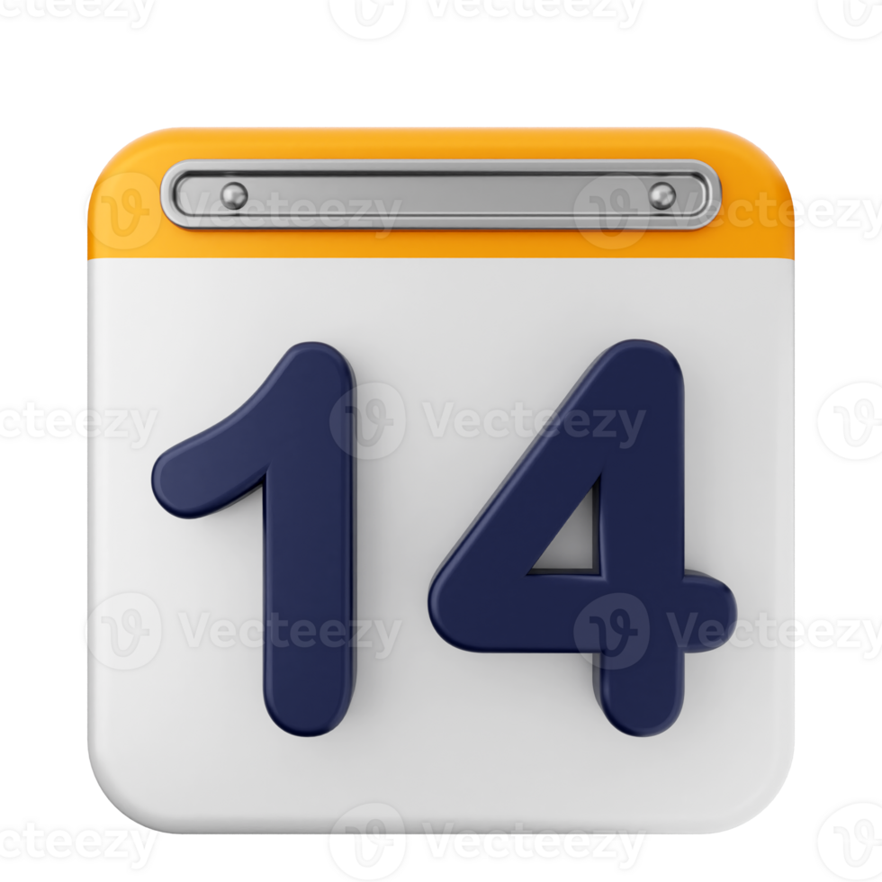 A calendar icon with the number 14 on it png