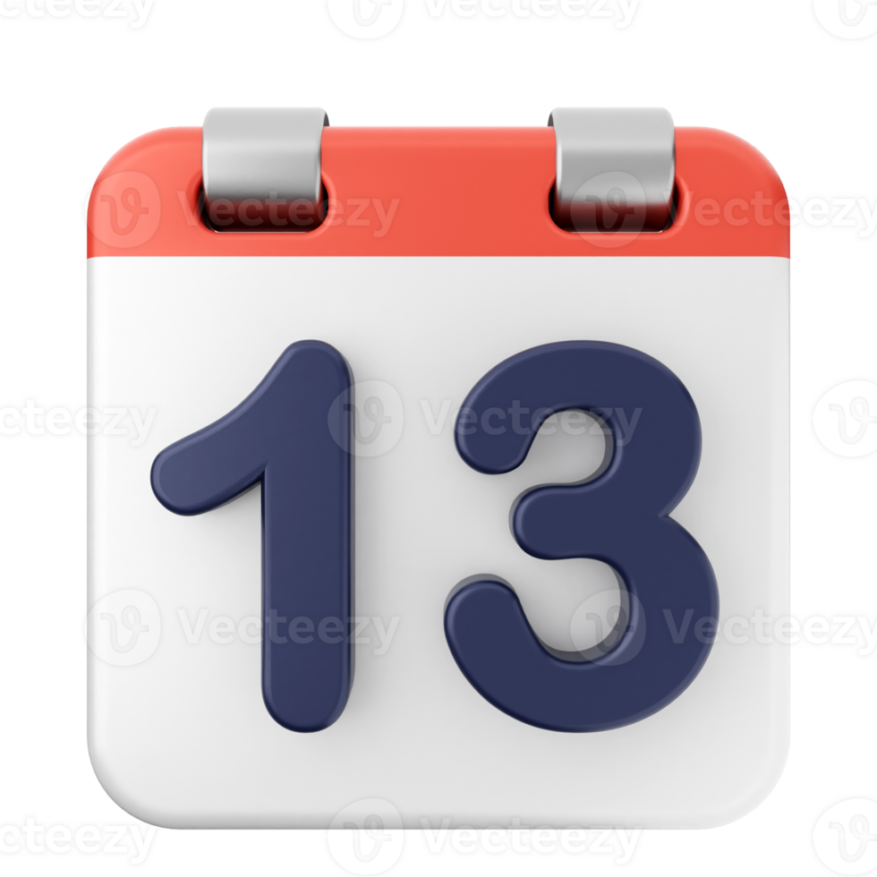 A calendar with the number 13 on it png