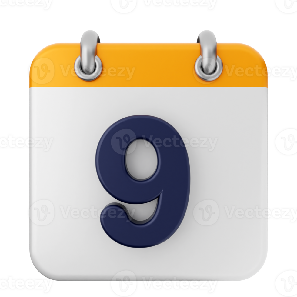A calendar icon with the number nine png