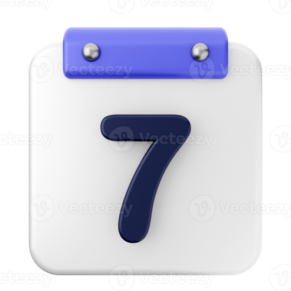 A calendar icon with the number seven on it png