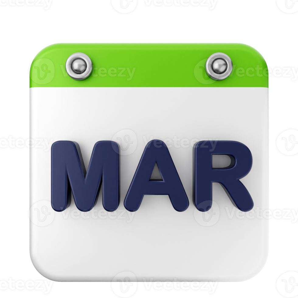 March calendar icon with green and white background png