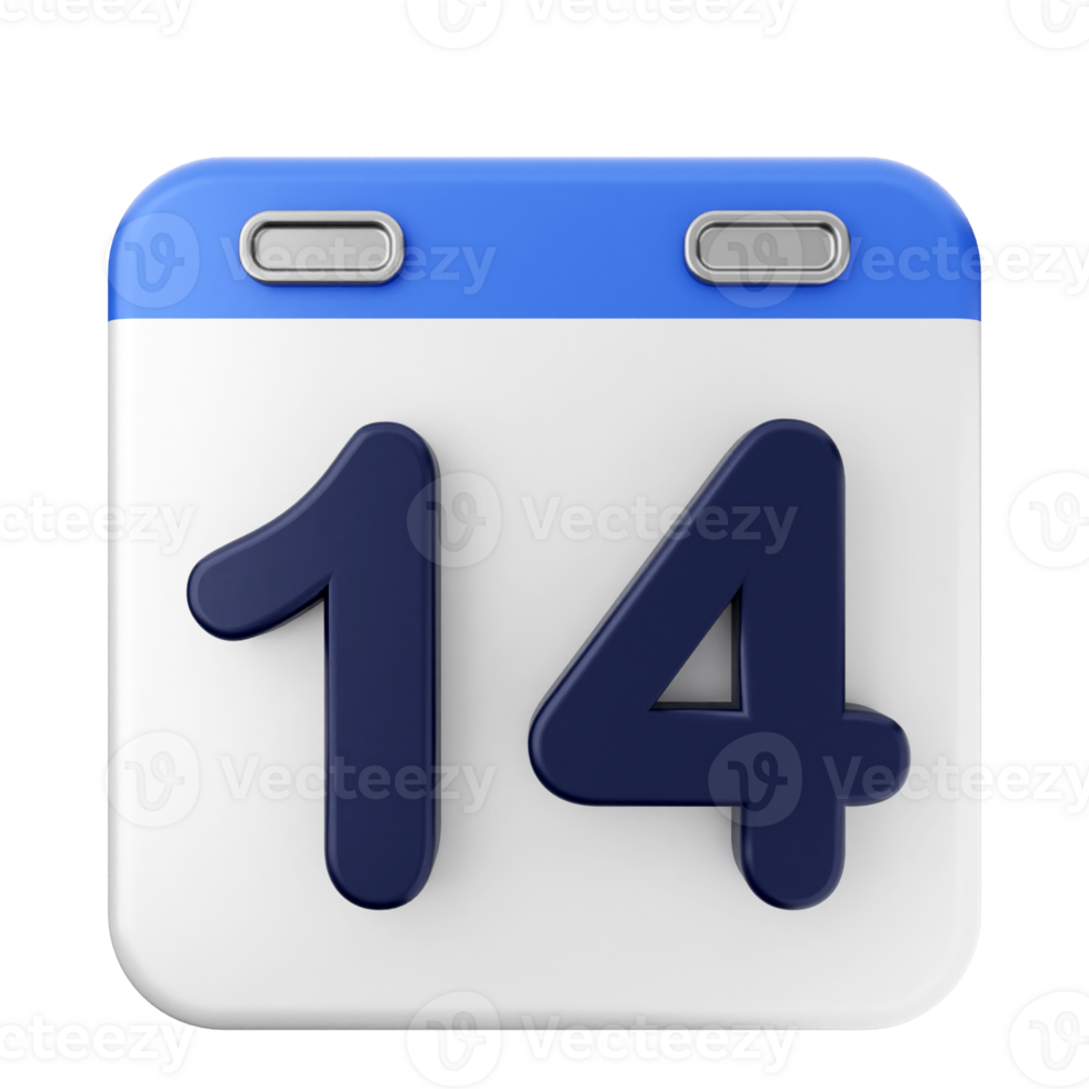 A calendar icon with the number 14 on it png