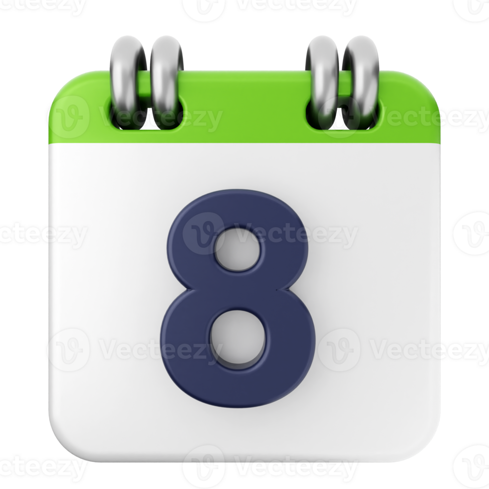 A calendar icon with the number eight on it png