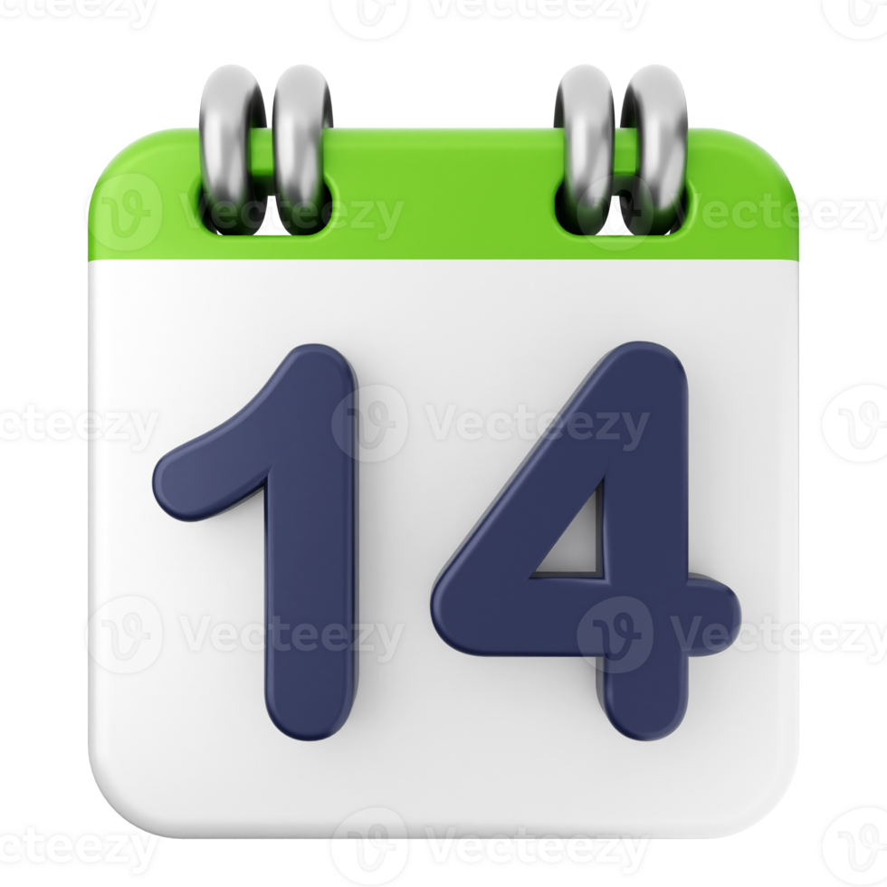 A calendar with the number 14 on it png