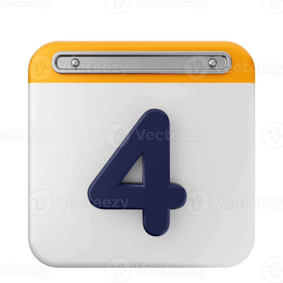 A white and blue calendar icon with the number four png