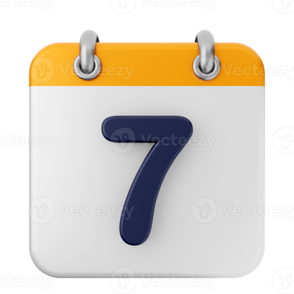 A calendar icon with the number seven png
