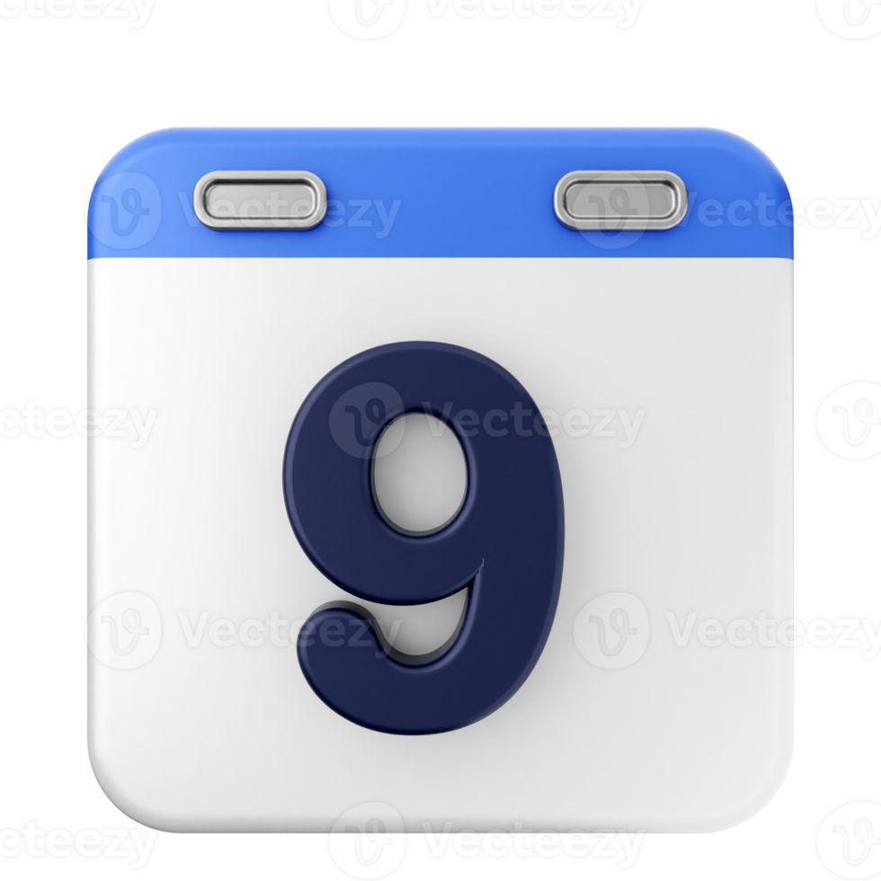 A calendar icon with the number 9 on it png