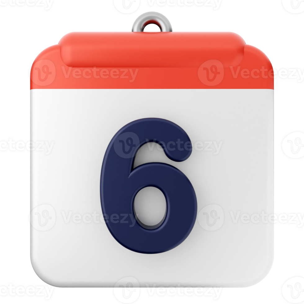 A calendar icon with the number six on it png
