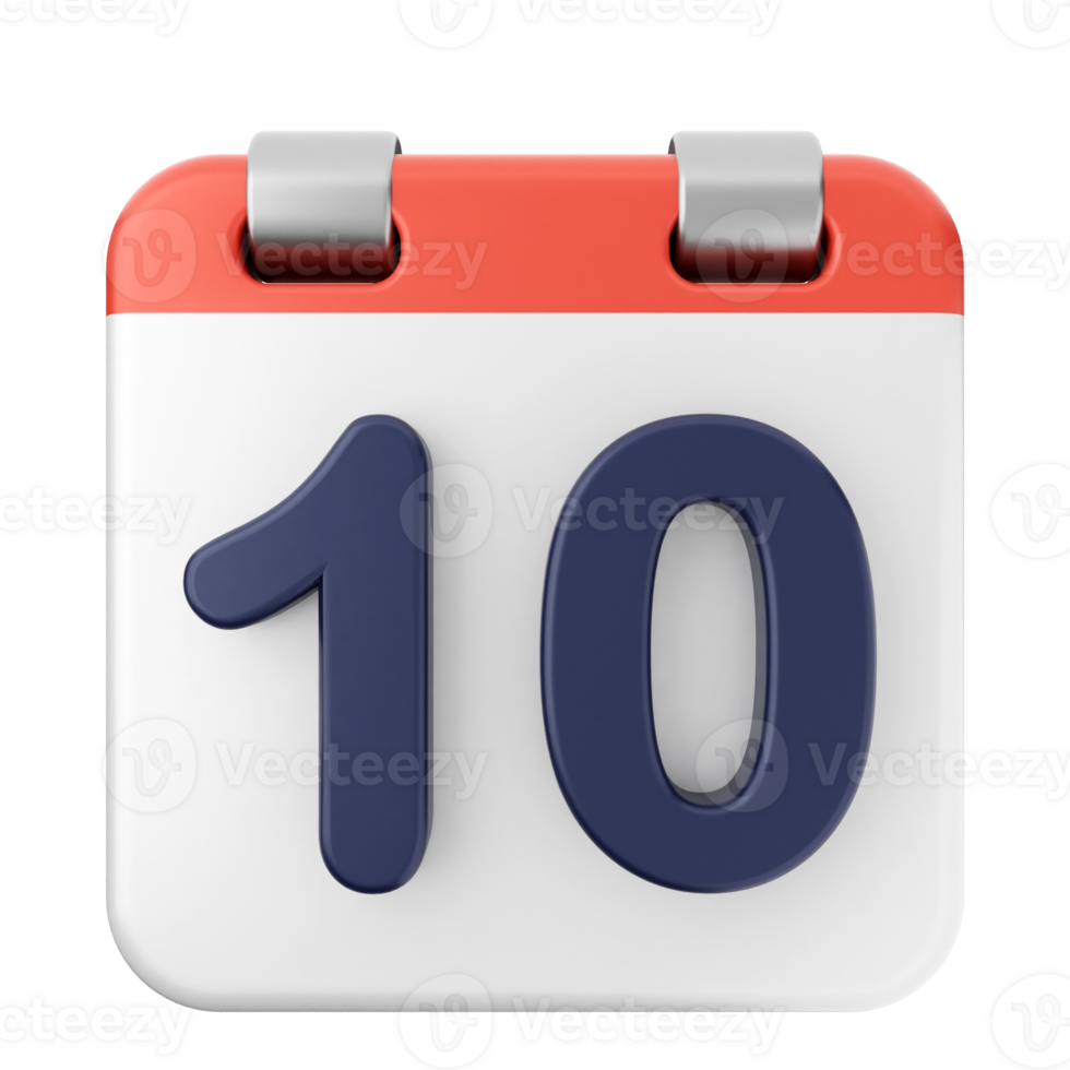 A calendar icon with the number 10 on it png