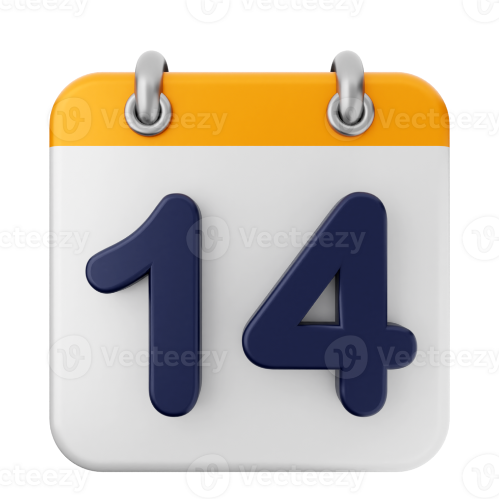 A calendar with the number 14 on it png