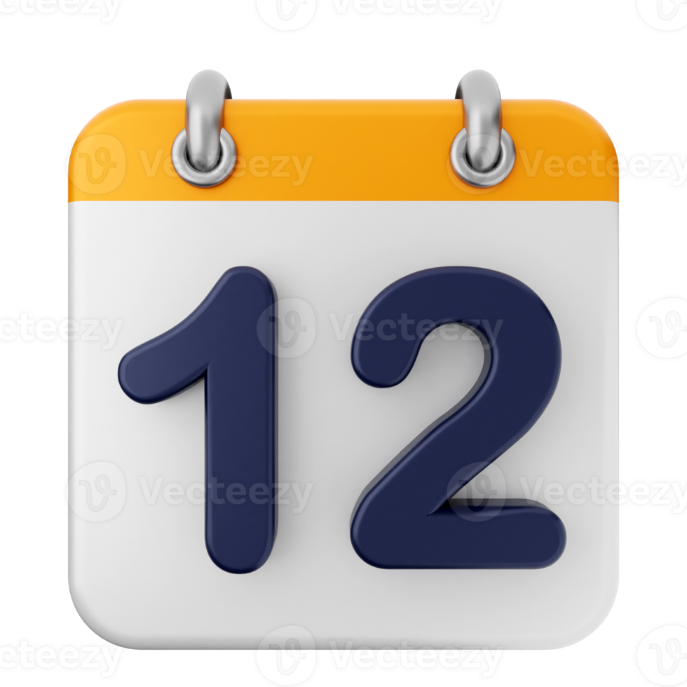 A calendar with the number twelve on it png