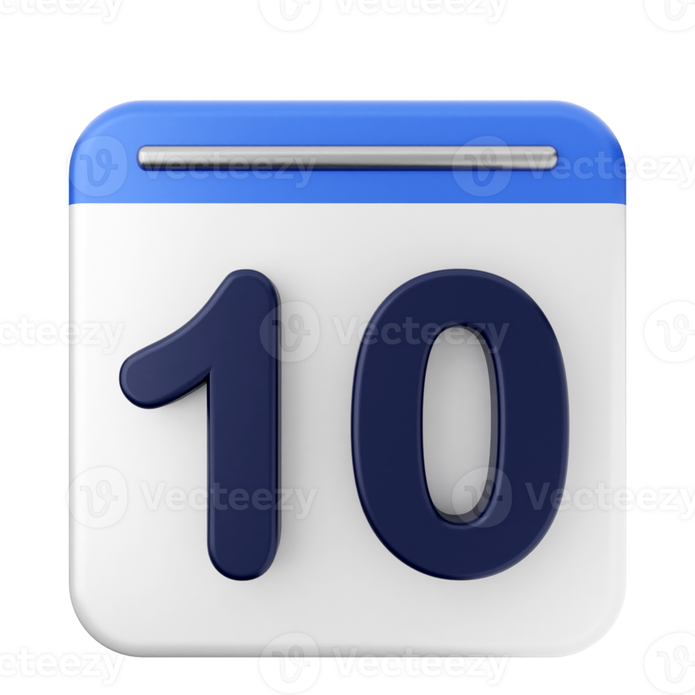 A calendar icon with the number 10 on it png