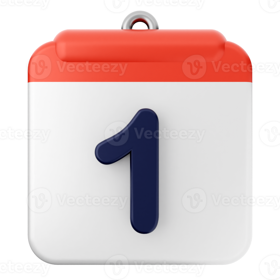 A calendar with the number one on it png