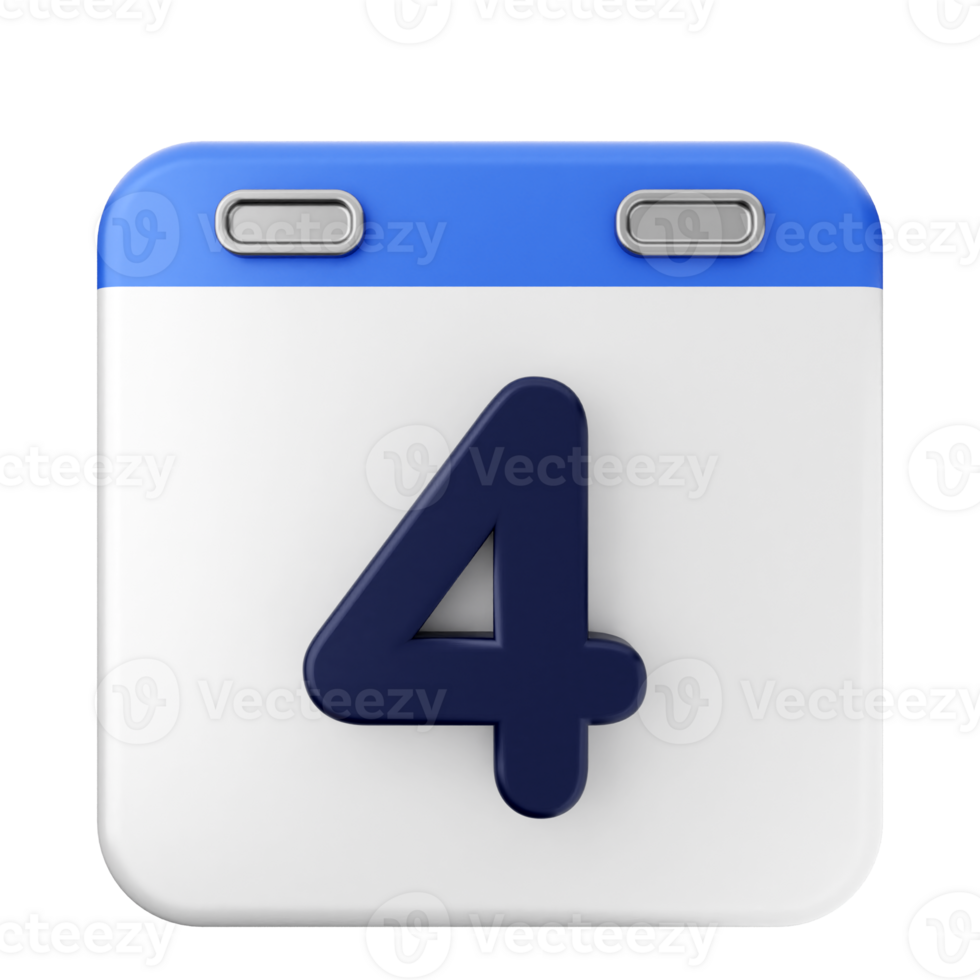 A calendar icon with the number four on it png