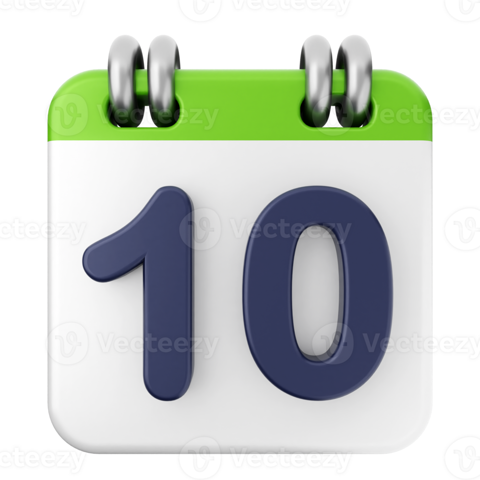 A calendar icon with the number 10 on it png