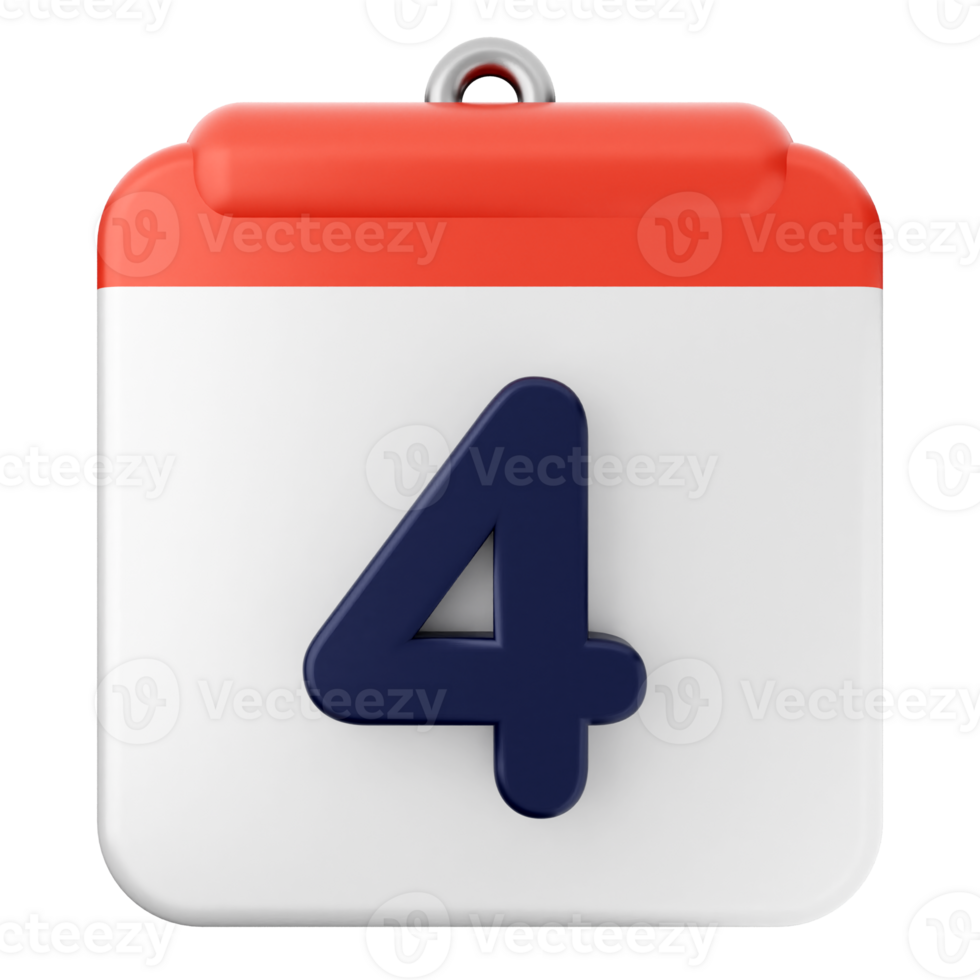 A calendar icon with the number four on it png