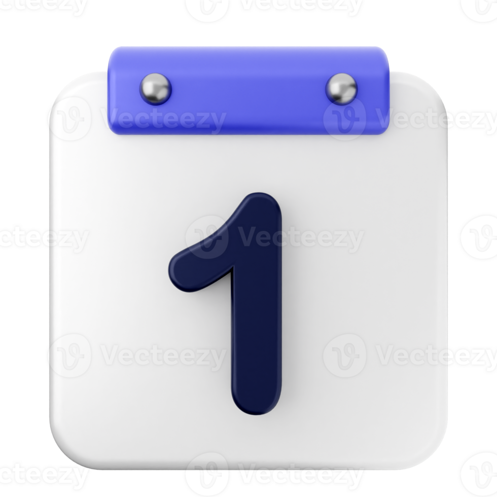 A calendar icon with the number one on it png
