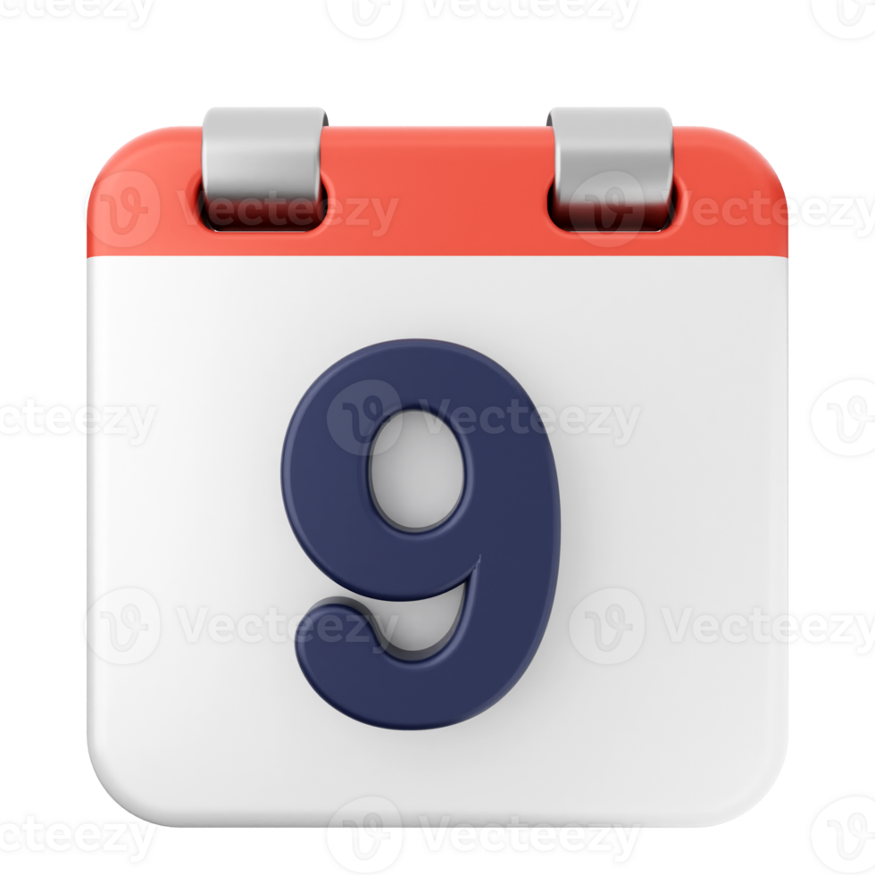 A calendar icon with the number 9 on it png