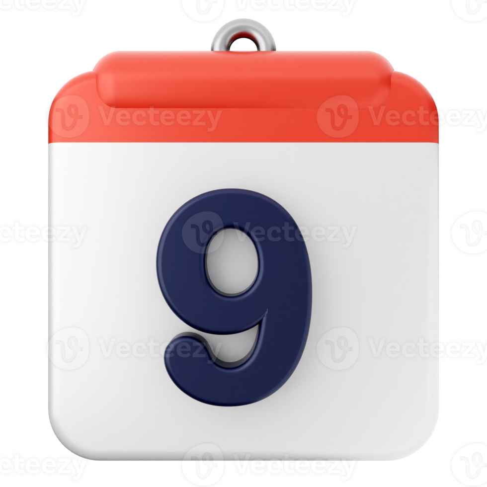 A calendar icon with the number 9 on it png