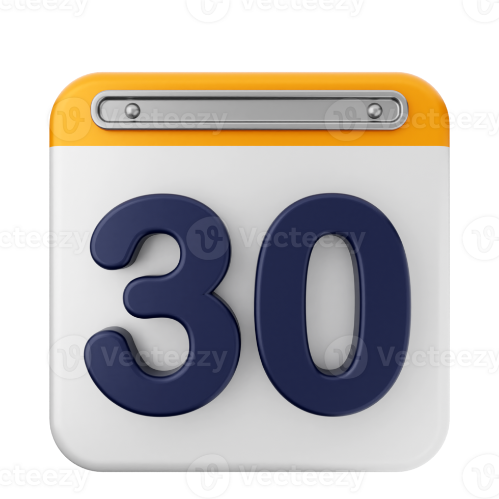A calendar icon with the number 30 on it png