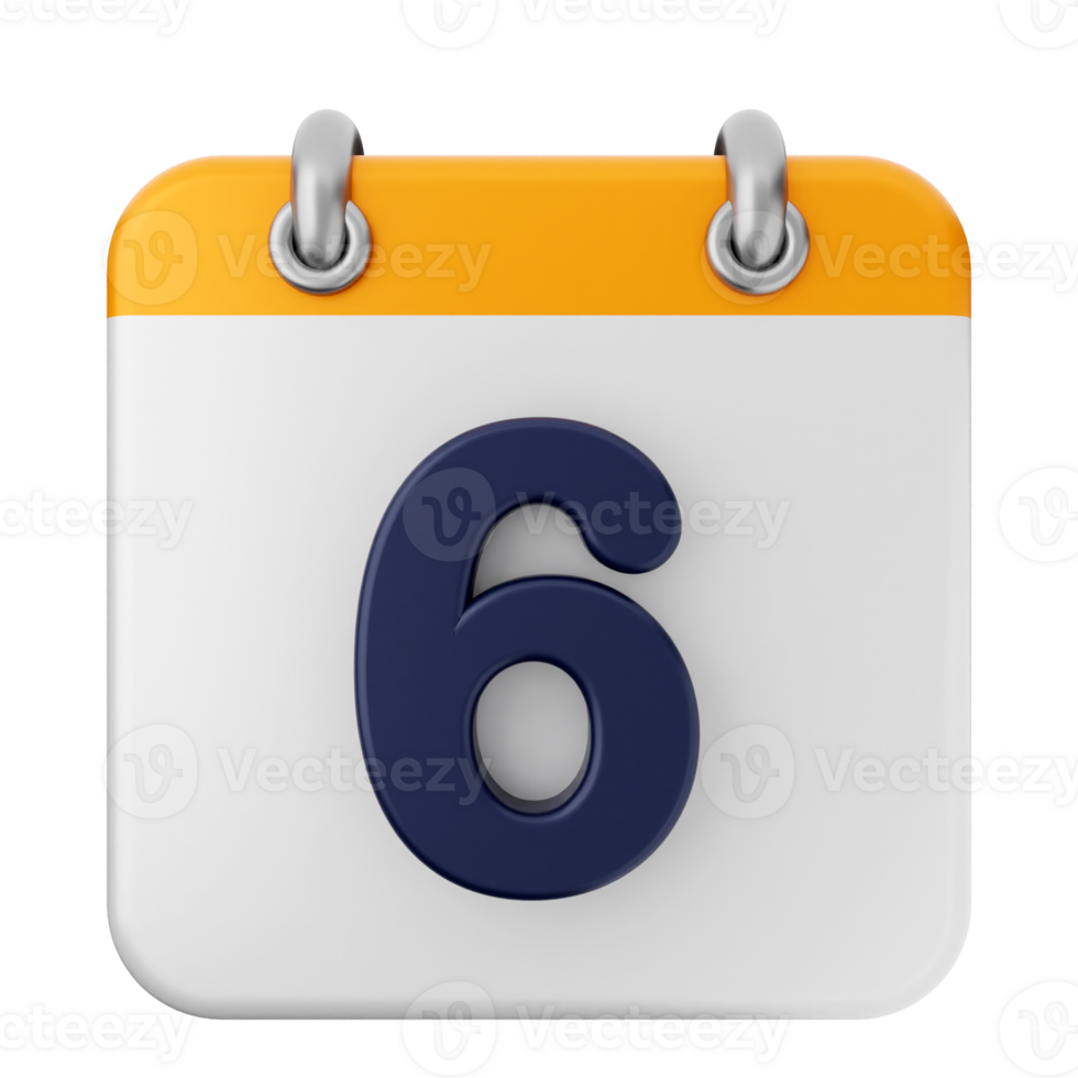 A calendar icon with the number six on it png