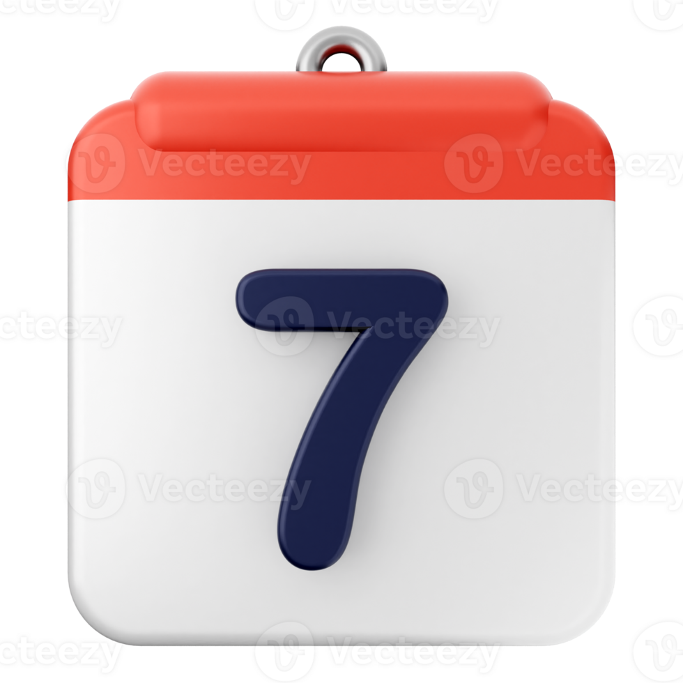 A calendar icon with the number seven on it png