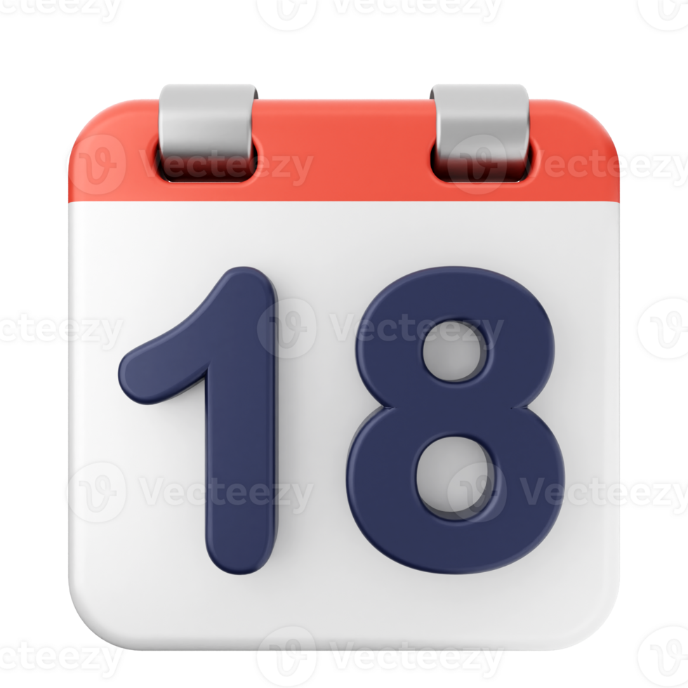 A calendar icon with the number 18 on it png