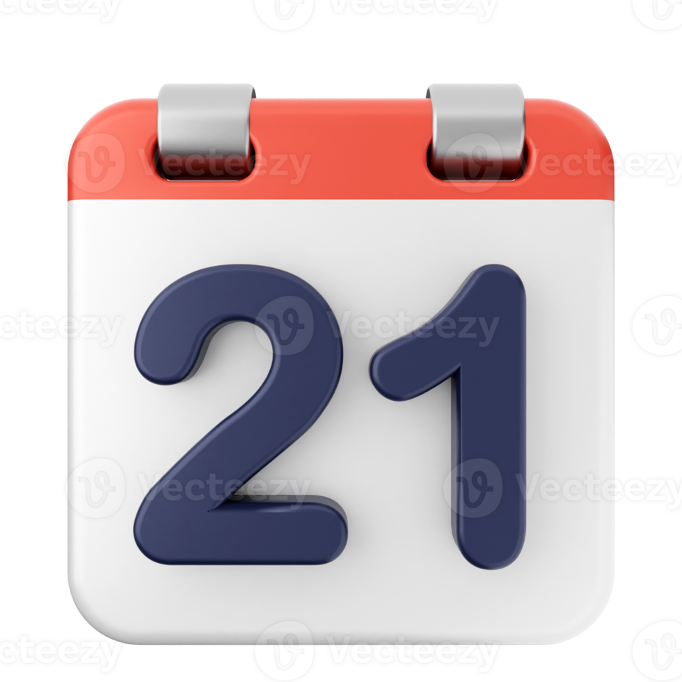 A calendar with the number 21 on it png