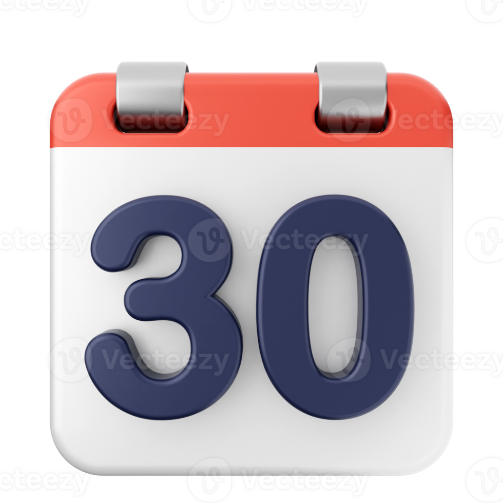 A calendar icon with the number 30 on it png