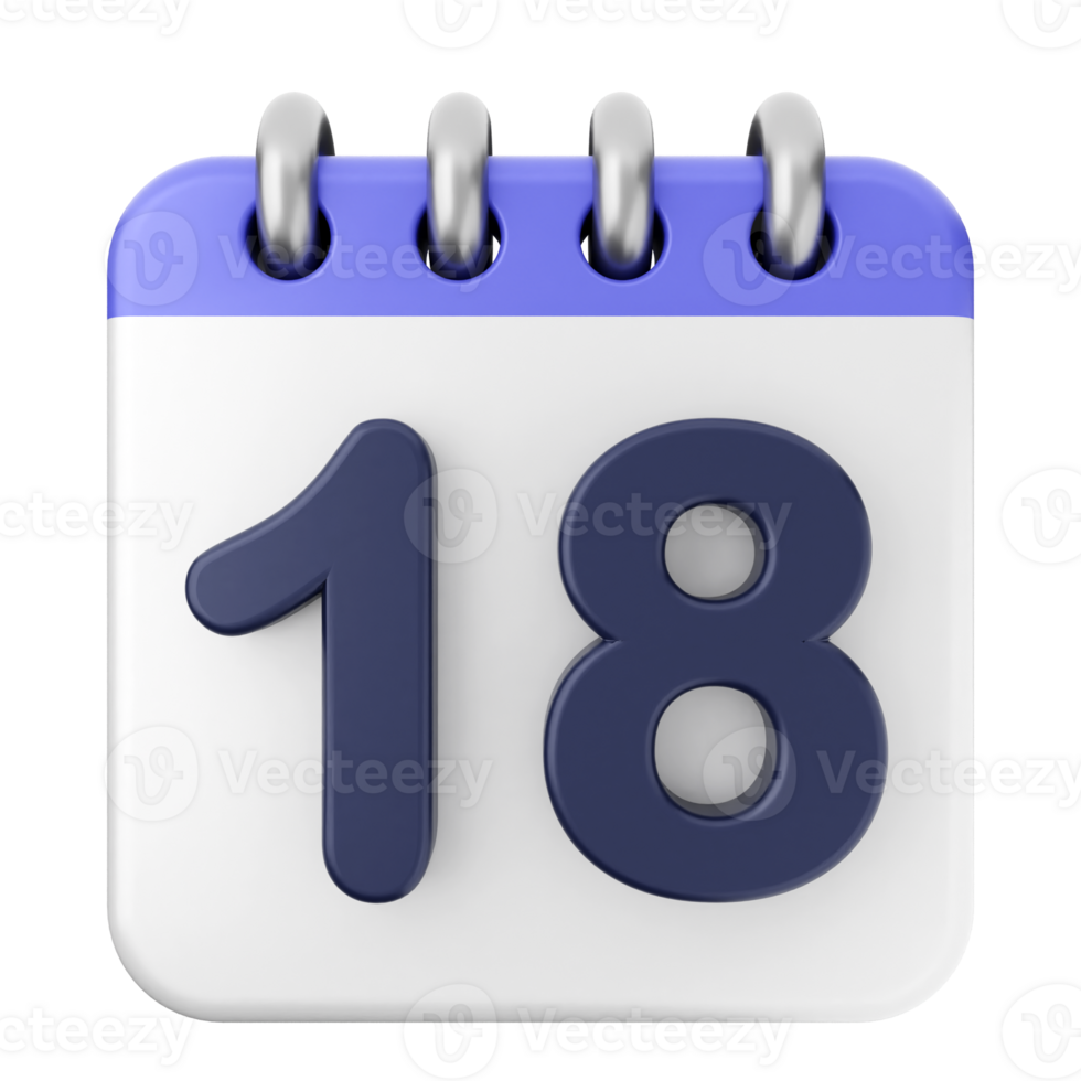 Calendar icon with the number 18 png