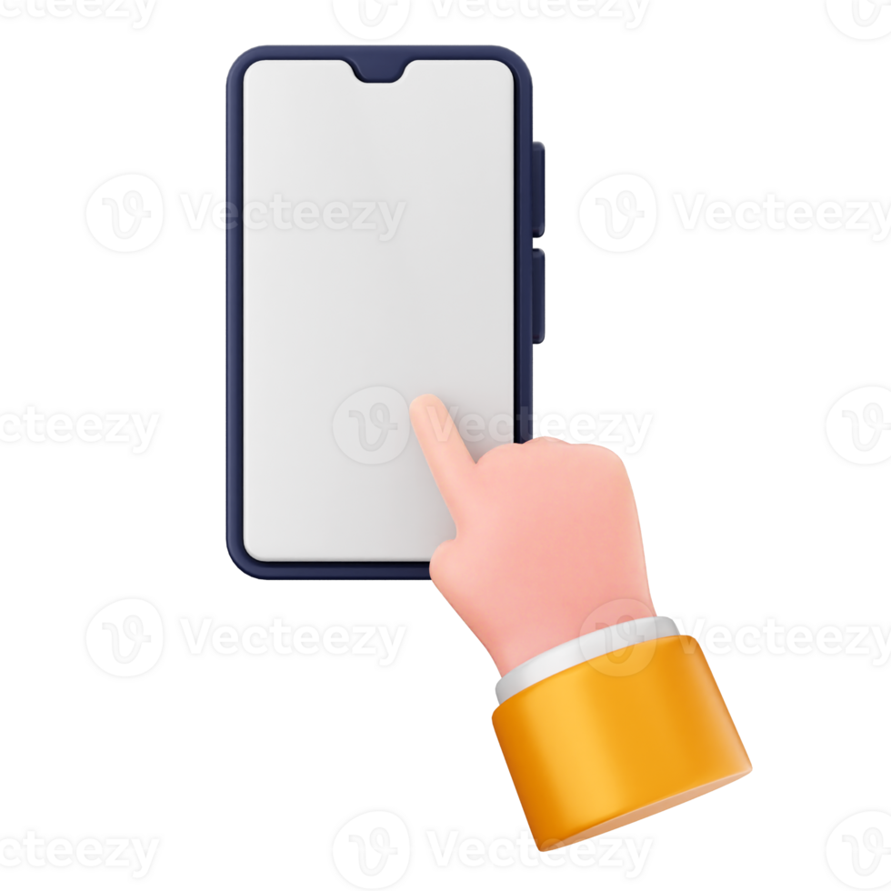 A hand holding a smartphone with a blank screen png