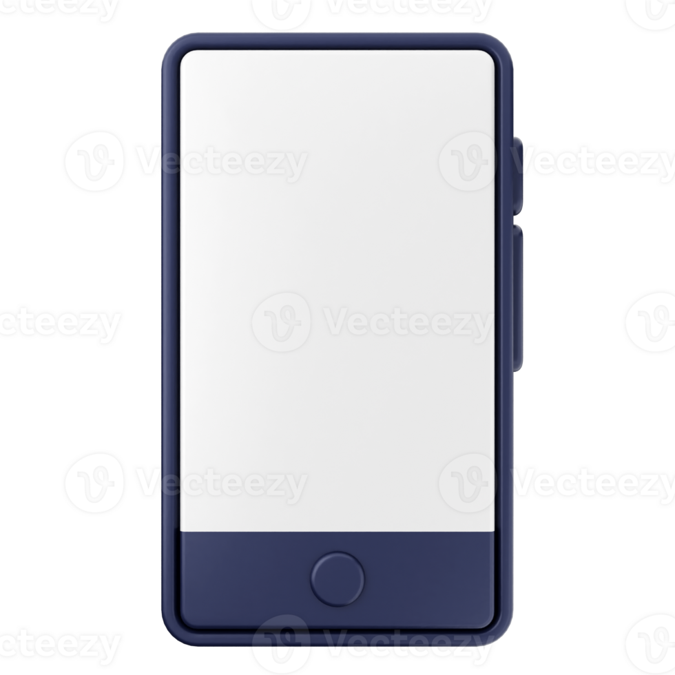 A blue and white smartphone with a white screen png