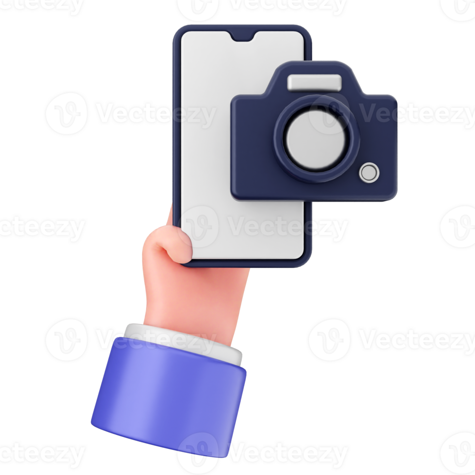 A hand holding a smartphone with a camera on it png