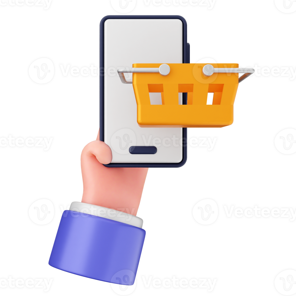 Shopping cart on mobile phone png