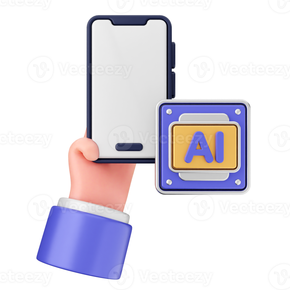 A hand holding a smartphone with an ai icon on it png