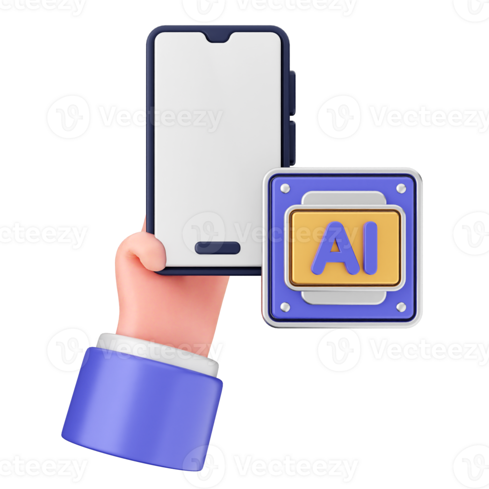 A hand holding a smartphone with an ai icon on it png