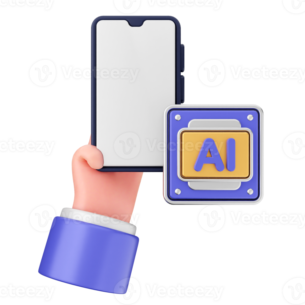 A hand holding a smartphone with an ai logo png