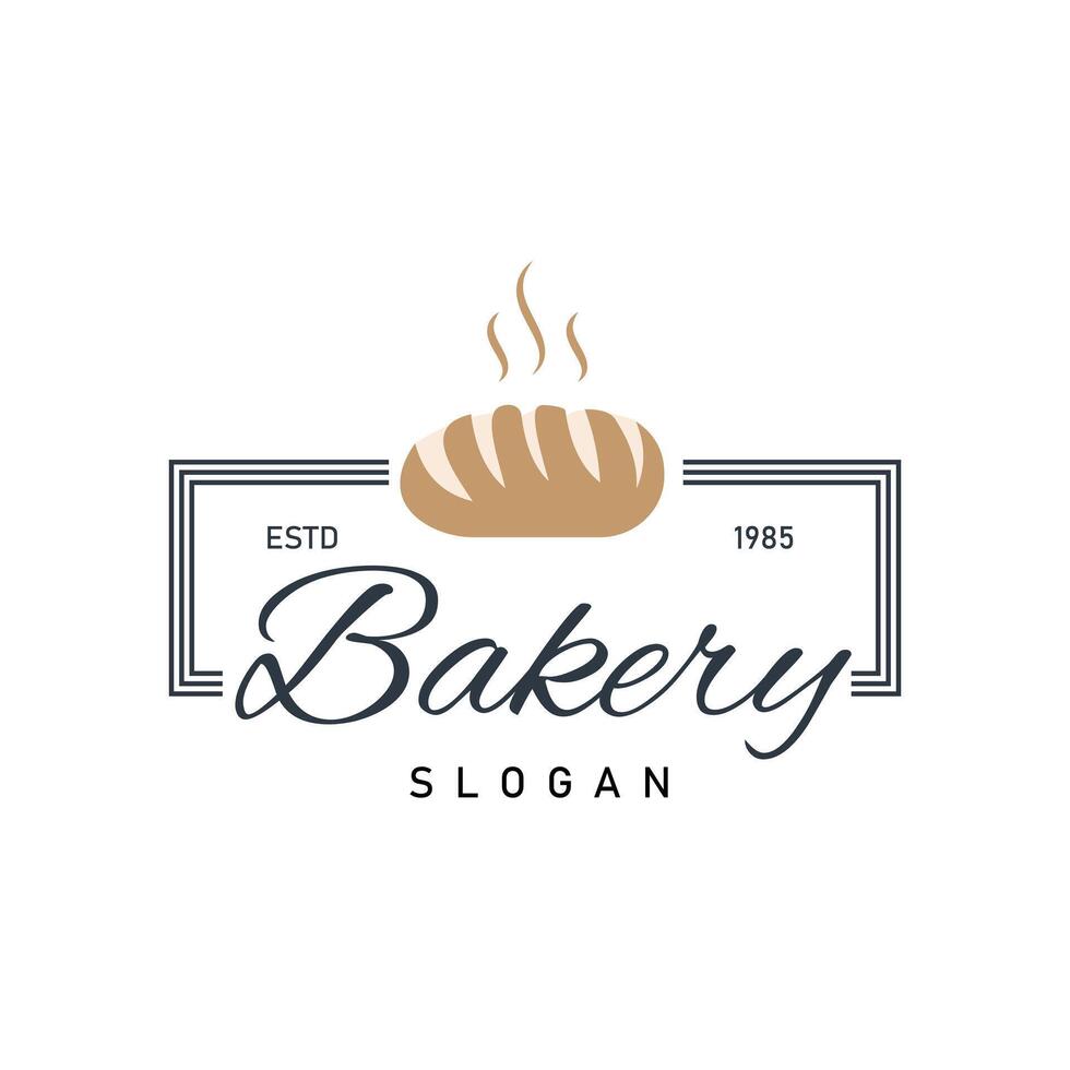 Bakery Badge Stamp Logo , Baking Emblem for Retro Vintage Style Baked Food template, featuring Wheat Bread vector